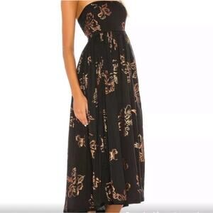 Free People Baja Babe Gauzy Midi Black Bronze Halter Dress Small